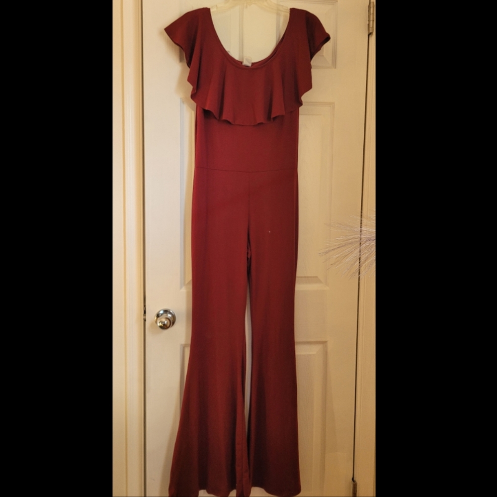 Burgundy one piece, size large